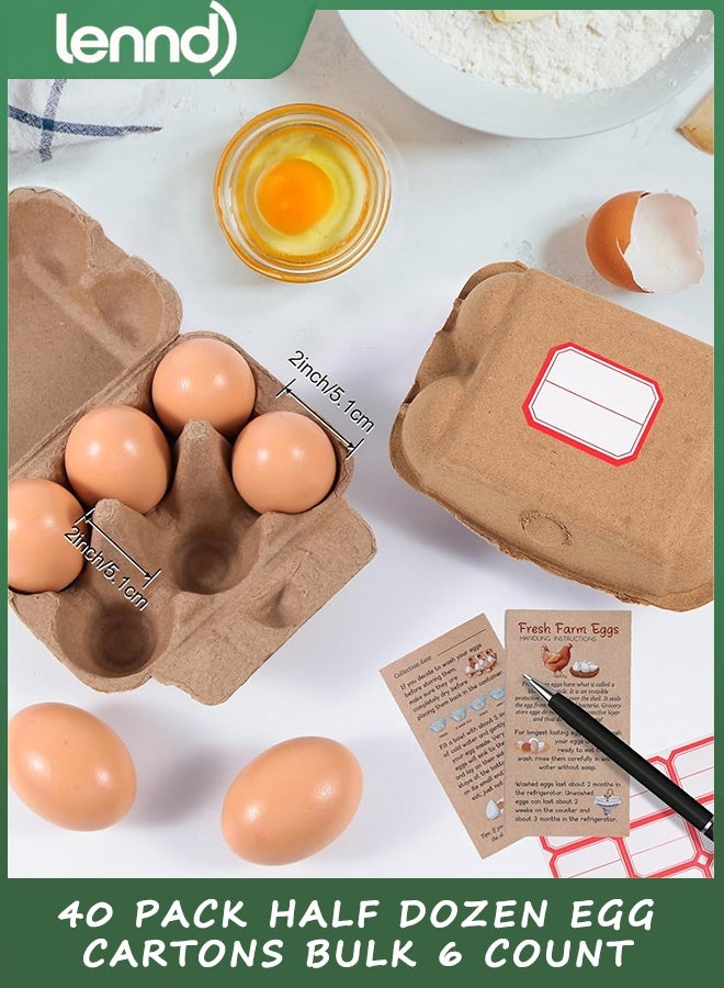 LENND 40 Pack Half Dozen Egg Cartons Bulk 6 Count, Empty Natural Paper Pulp Egg Cartons Reusable, Strong Sturdy Design Made from Natural Cardboard. - Image 3
